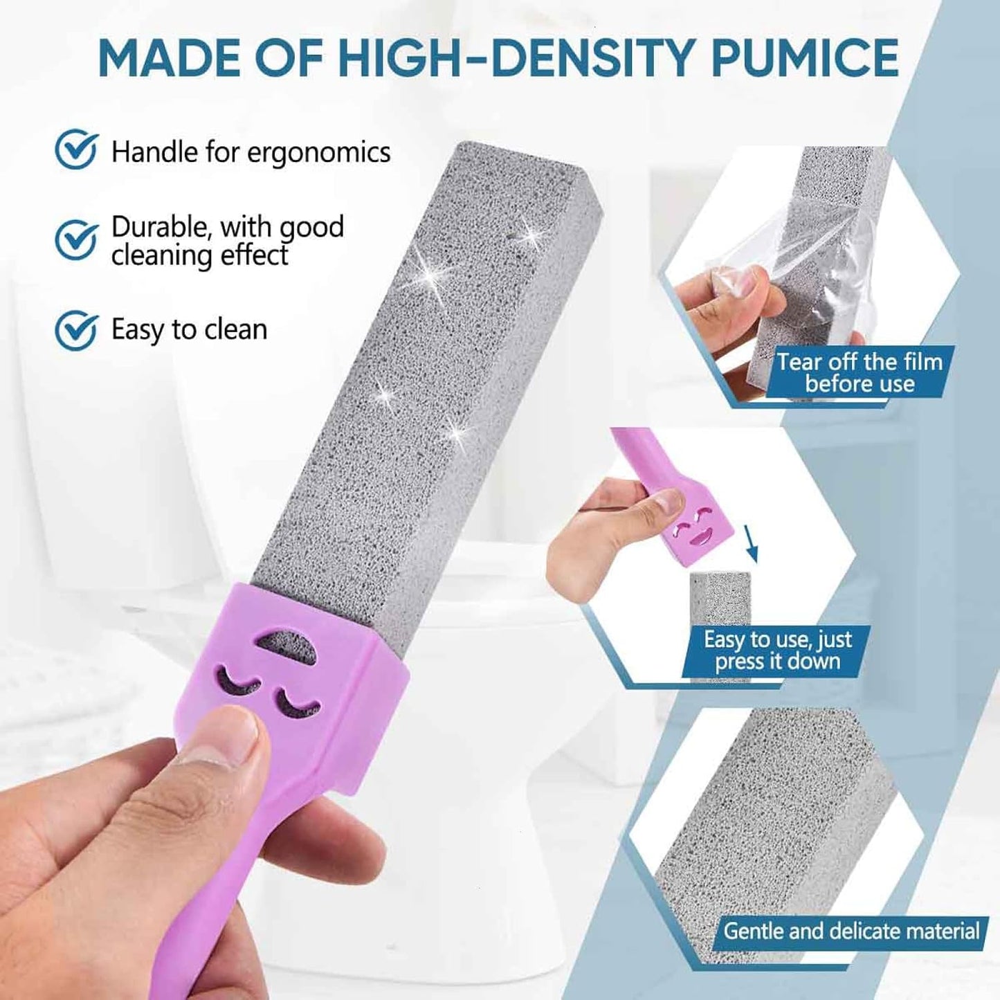 9 Pack Cleaning Pumice Stone Toilet Bowl Stick Cleaner with Handle Hard Water Ring Calcium Buildup Stains Remover Powerfully for Cleaning Toilet Bathtubs Kitchen Sink Grill Pools