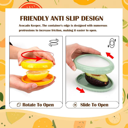 Avocado Saver and Onion Storage 4 Set - Reusable refrigerator avocado storage containers,for fridge Apples, Tomatoes, Tomato, Lemons for Ideal