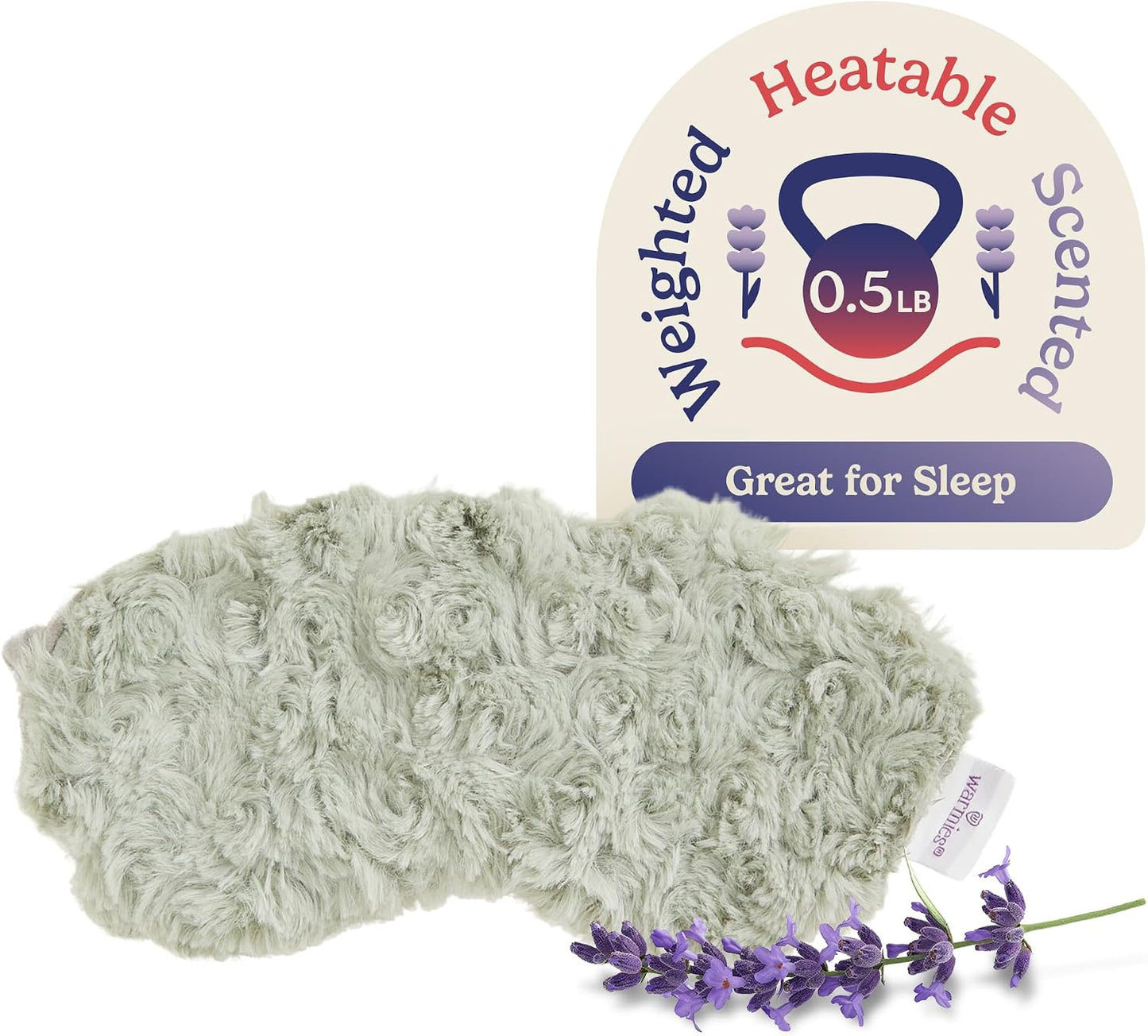 warmies Microwavable Eye Mask for Warmth & Comfort - Heating & Cooling Compress for Calming Relaxation - Weighted & Heated Eye Mask with Scented Lavender for Sleeping - Snowy