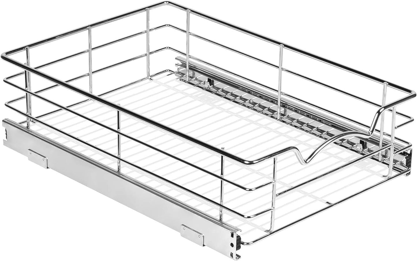 HOLDN’ STORAGE Pull Out Cabinet Organizer, Pantry Drawer, 14"W x 21"D x 5"H | Heavy-Duty Full-Extension, Roll Out Shelf for Pots, Pans & Under Sink Storage, Chrome, Require a 15.25"W Cabinet Opening