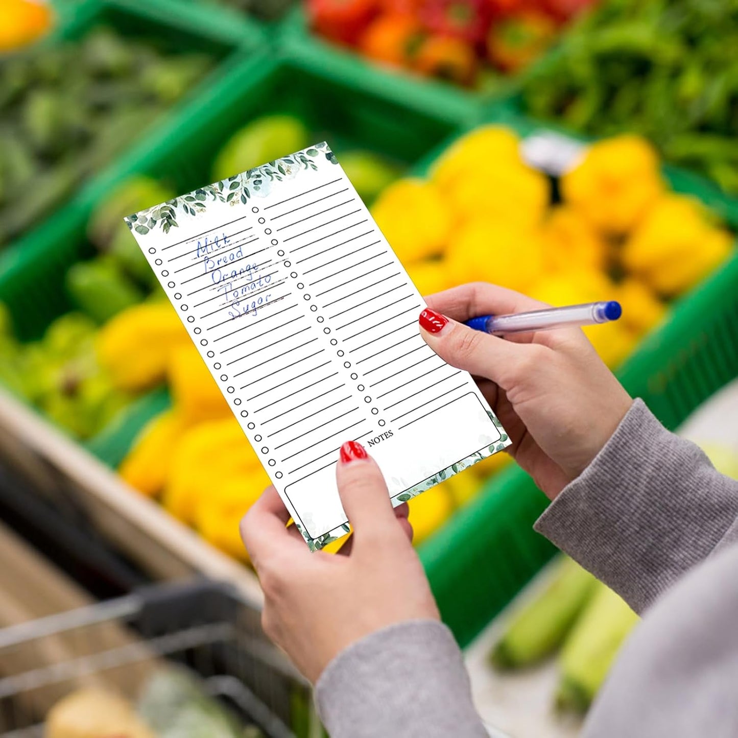 Thboxes 2 Pack Grocery List Magnet Pad for Fridge, 120 Sheets, Pen Holder | 4.5x7.5In Magnetic Grocery List Pad for Fridge, Full Back Shopping Checklist, Notepad for Kitchen, Home Office, Parents, Kids