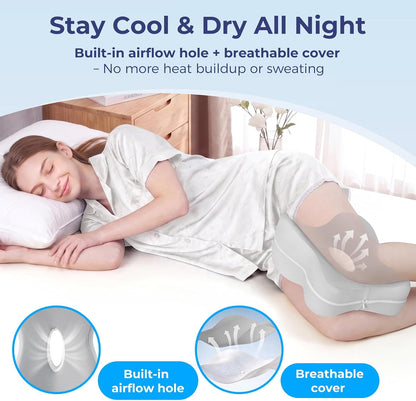 13" Extended-Length Knee Pillow for Side Sleepers with Full Thigh Support