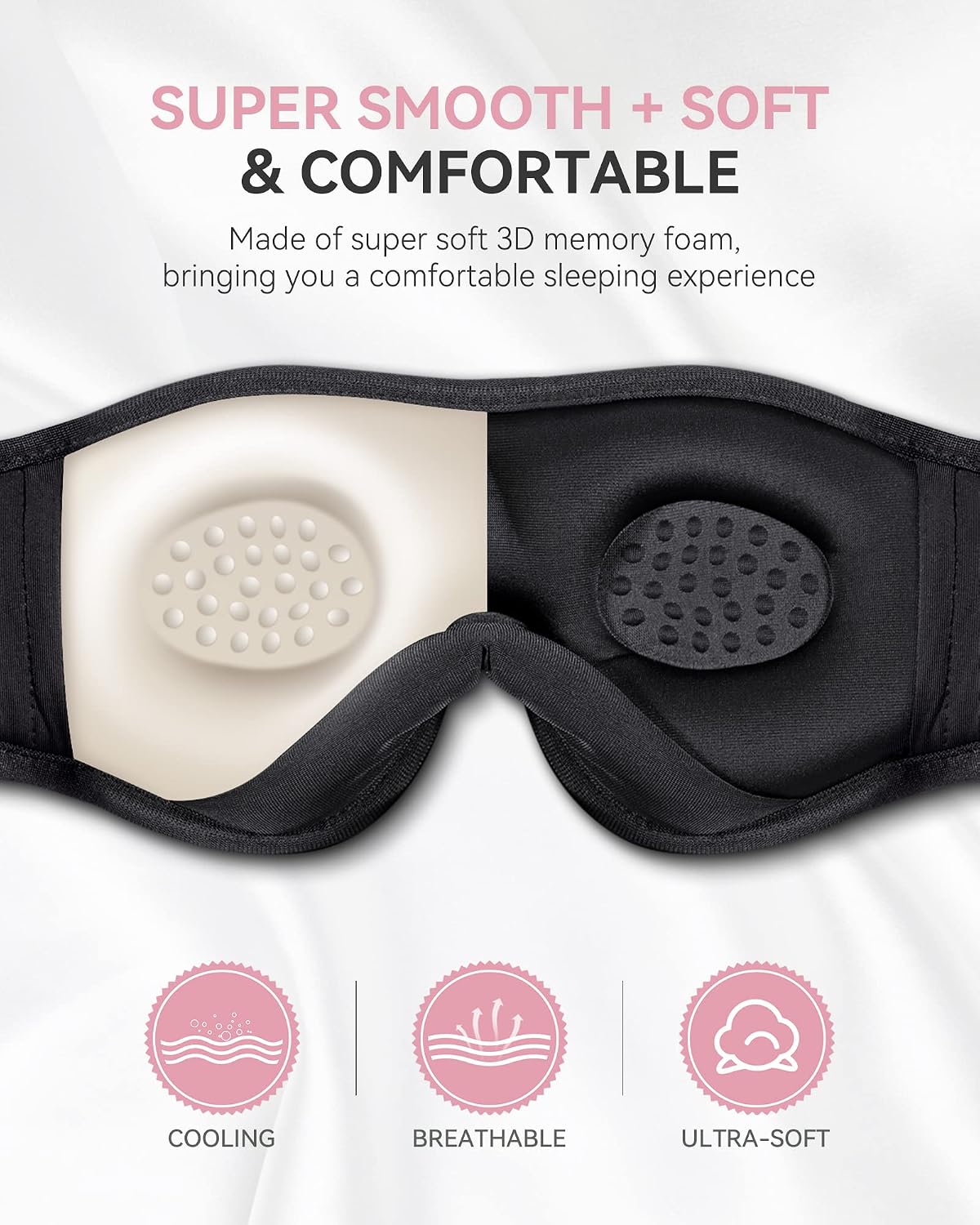MUSICOZY 3D Sleep Headphones Bluetooth 5.4 Sleep Mask with HD Speakers