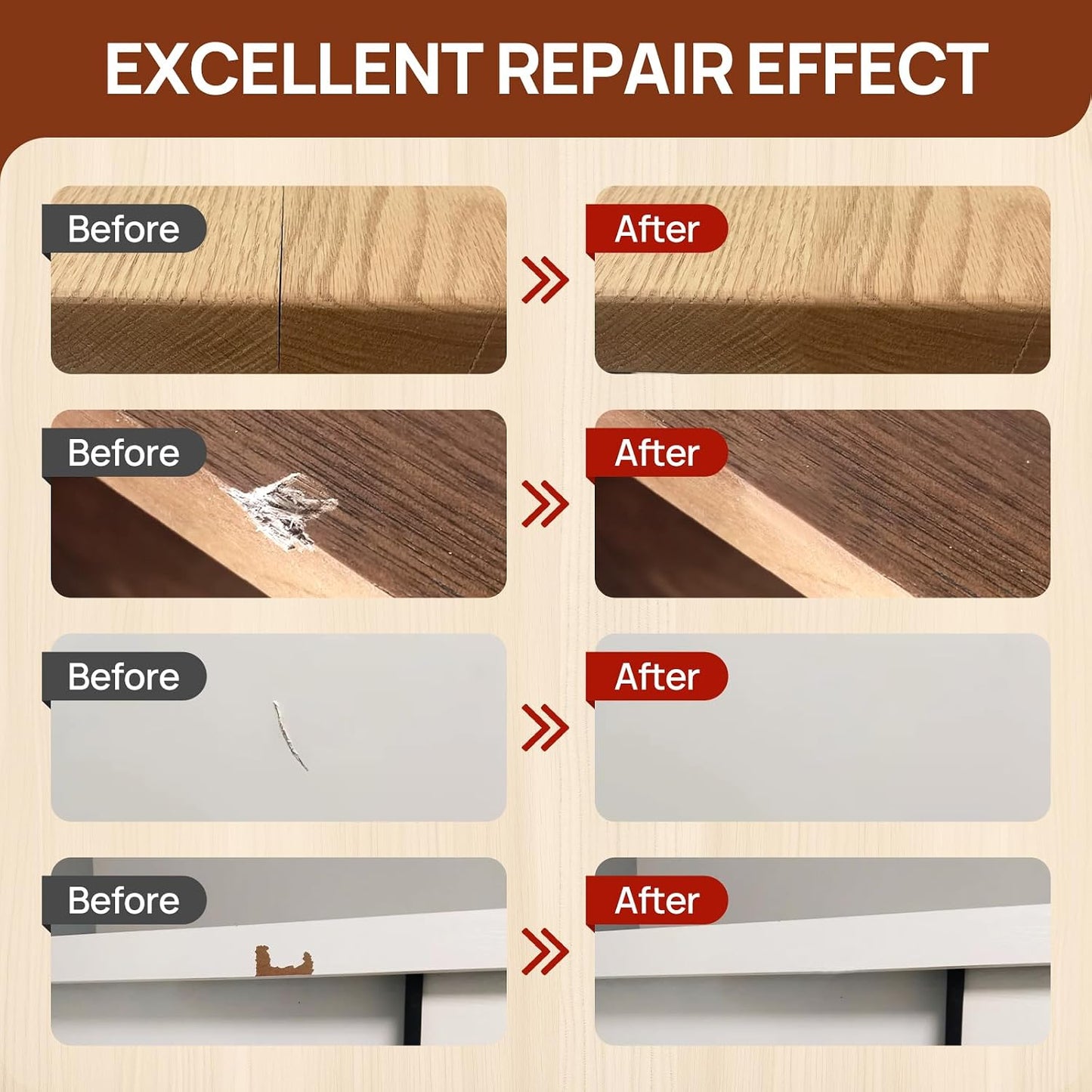 Boncart Wood Furniture Repair Kit, Wood Touch up Fillers | Repair Scratches, Cracks, Paint Chips, and Nail Holes on Furniture, Floors, Doors, Cabinets, and Tables (10 Colors)