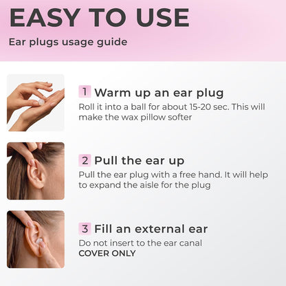 PQ Wax Ear Plugs for Sleep - 6 Silicone Wax Earplugs for Sleeping and Swimming - Gel Ear Plugs for Noise Cancelling, Ear Protection - Sleeping Earplugs with Sound Blocking (6-Pillows). Beige