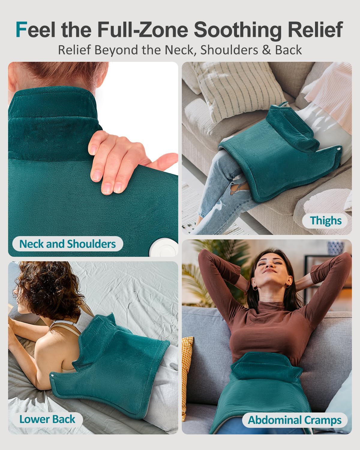 Heating Pad for Back & Period Cramps, Wrap Around Heating Pad for for Waist Stomach, Versatile Electric Heated Pad for Neck Shoulders Thigh Knee, Birthday Gifts for Women Men Mom Dad
