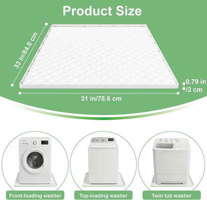 33 x 31 Inch Washing Machine Drain Pan, Silicone Washer Pan, Grey | 2cm Raised Waterproof Edge, Washer and Dryer Mat for Floor Protection, Fits Standard & Large Washers Up to 5.0 Cu.Ft.