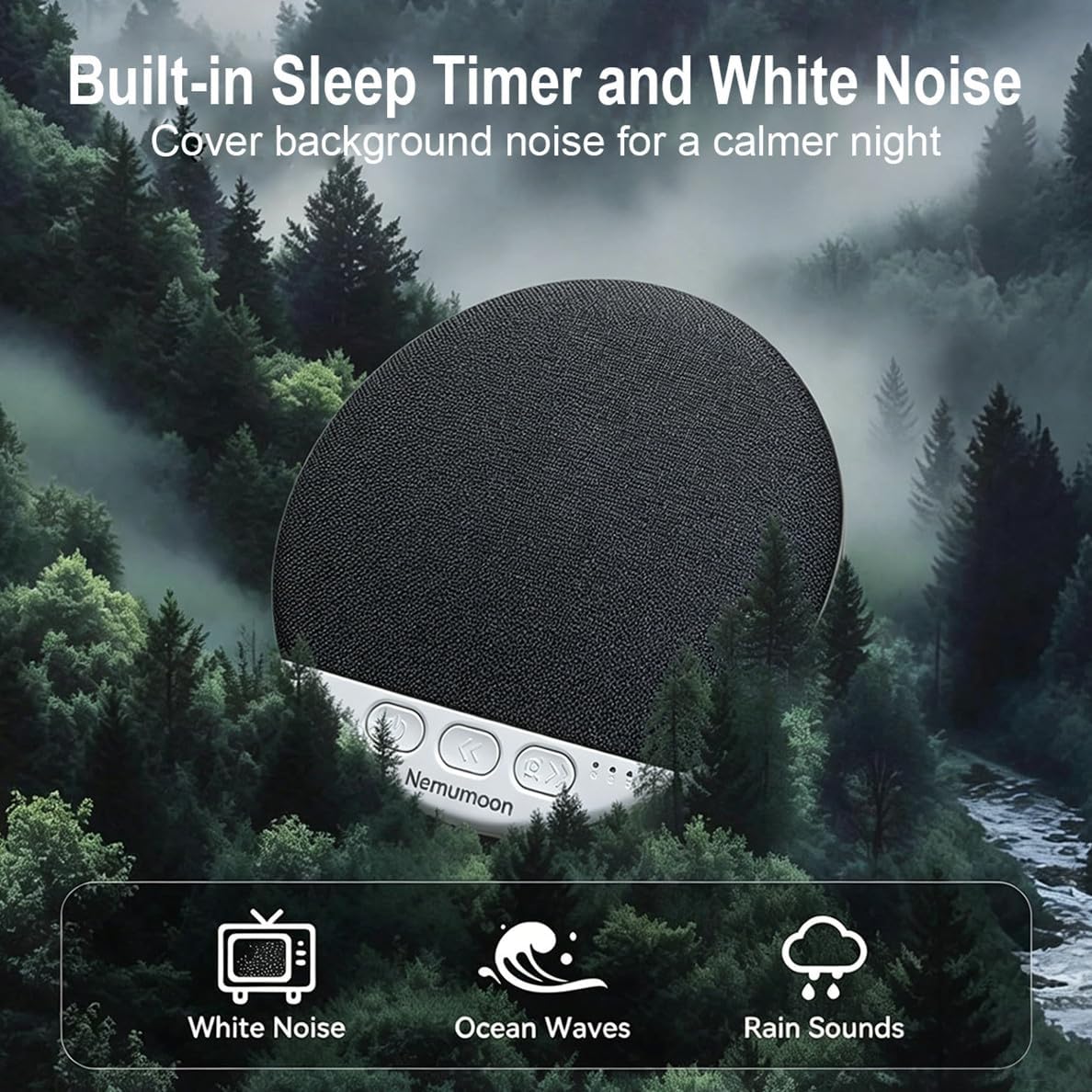 Mini Pillow Speaker for Sleeping, Ultra-Thin Bluetooth Speaker Under Pillow Speaker with White Noise Sound Machine Headphone-Free Sleep Speaker for Adult for Gift-Black