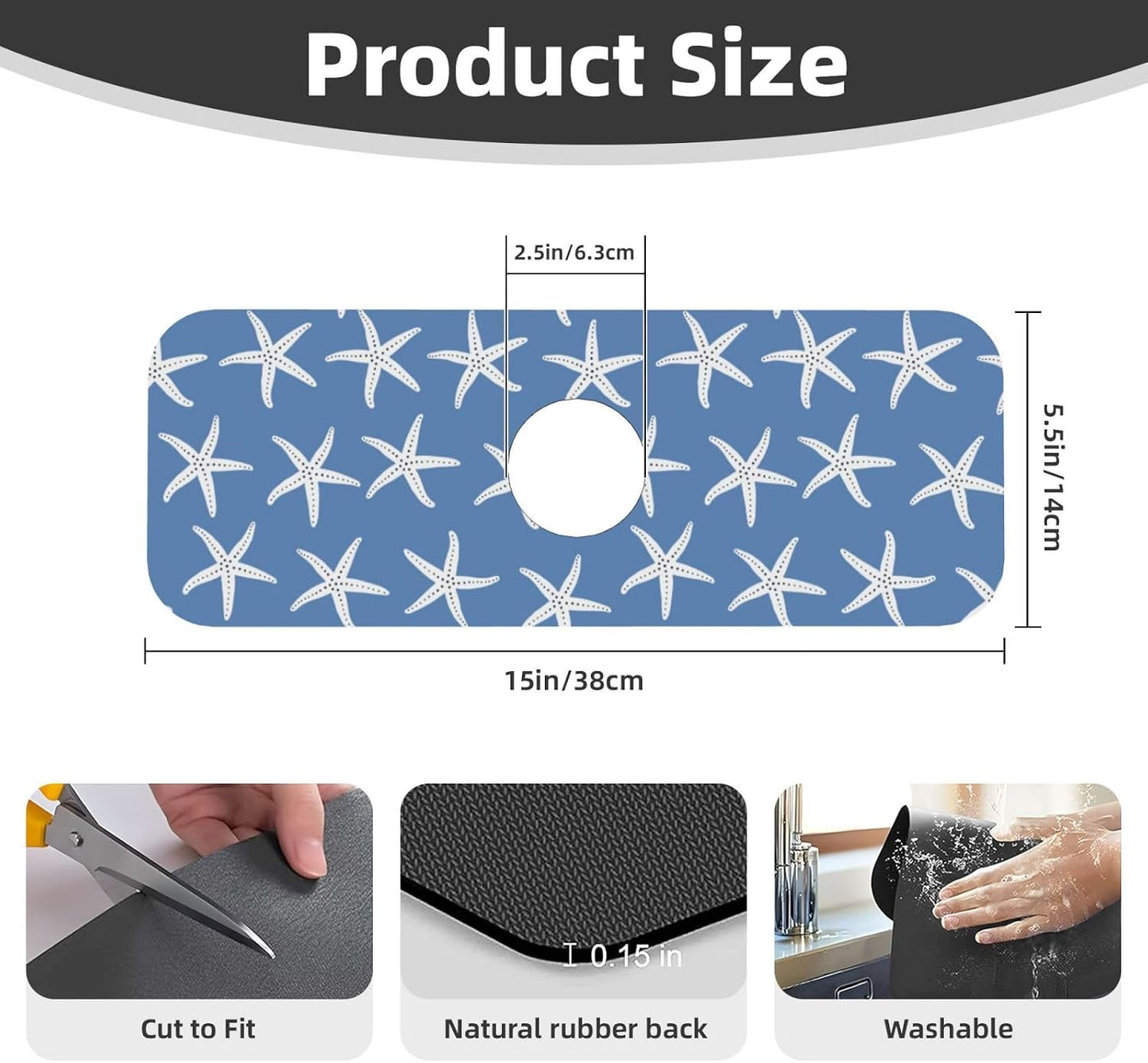 Wildflowers Floral Flower Kitchen Sink Splash Guard Faucet Mat Super Absorbent Fast Drying Mat Sink Gadgets-Fast Drying Pad Sink Mat For Kitchen Bathroom (15" X 5.5" )
