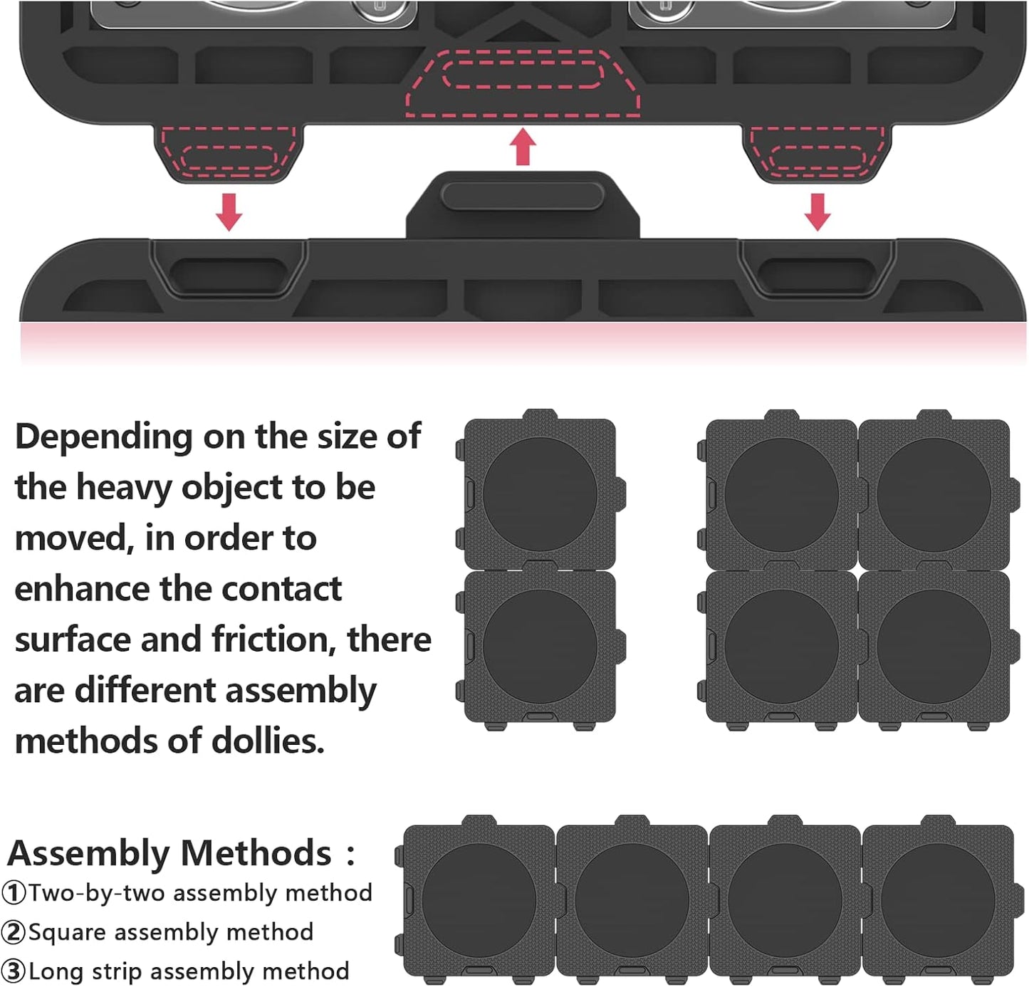 ONEON Furniture Mover with Wheels, 360° Rotation Wheels Furniture Dolly for Moving Heavy Furniture, Appliances, 660 LB Max Load Capacity with Auxiliary Lifter - Connect Dolly