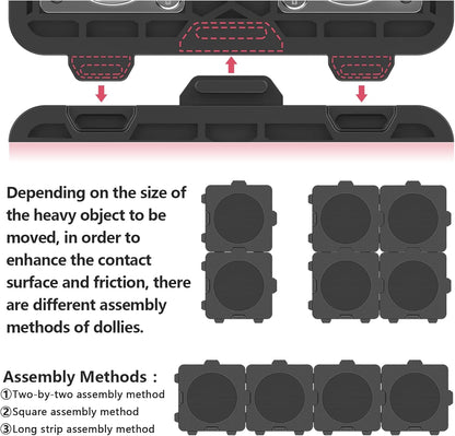 ONEON Furniture Mover with Wheels, 360° Rotation Wheels Furniture Dolly for Moving Heavy Furniture, Appliances, 660 LB Max Load Capacity with Auxiliary Lifter - Connect Dolly