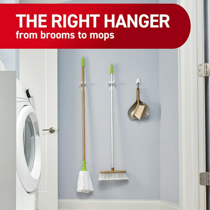 Command Broom and Mop Gripper, 3-Pack, Organize Damage-Free | Damage-Free Hanging Wall Mount Broom and Mop Holder, No Tools Holiday Cleaning Organizer, Holds up to 4 lb
