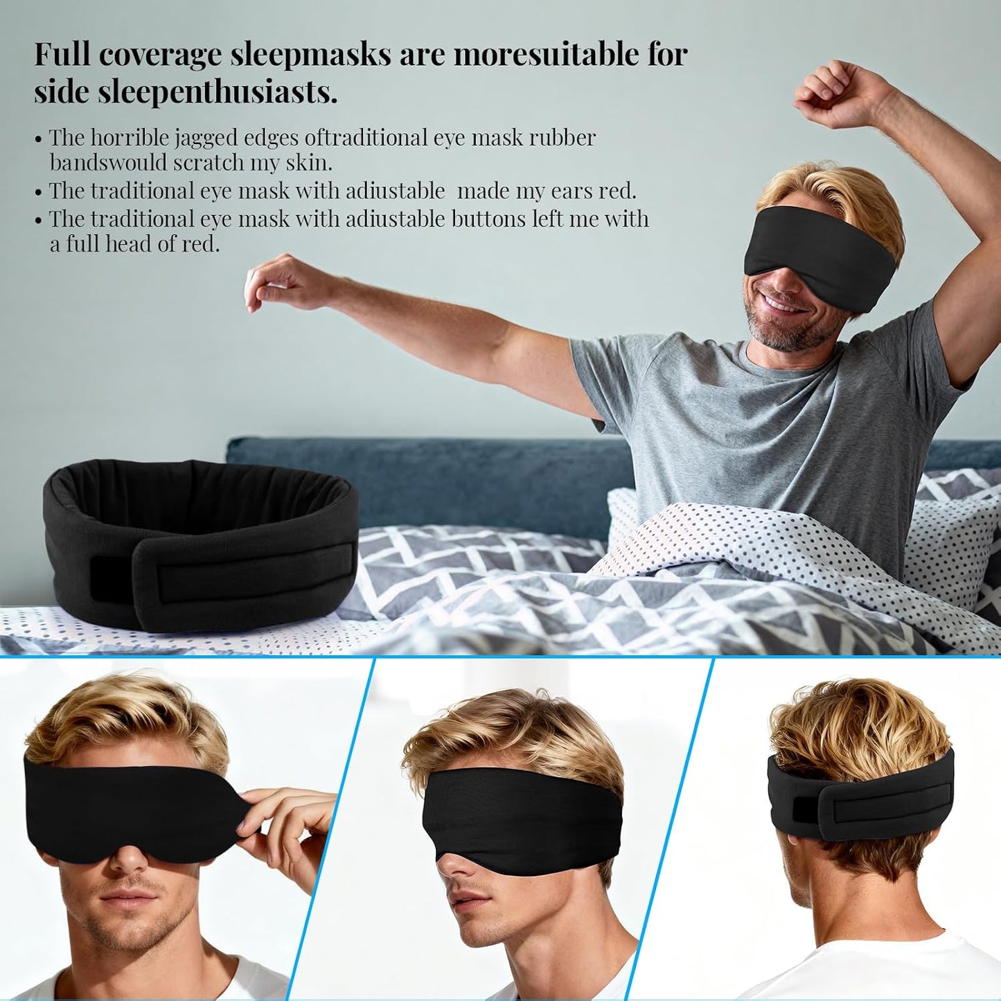 Silk Sleep Mask – 100% Mulberry Silk Eye Mask for Sleeping, Soft Slip Feel, Adjustable Headband, Blackout for Side Sleepers, Men & Women | Soft Slip Feel, Adjustable Headband, Blackout for Side Sleepers, Men & Women