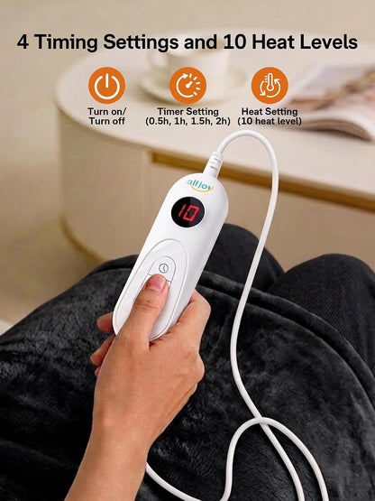 ALLJOY Heating Pad for Neck and Shoulders and Back Pain Relief | 24"x33" Weighted Heating Pad for Back with 10 Heat Levels & 4 Timers, Auto Shut-Off, Birthday Gifts for Men Women, Grey