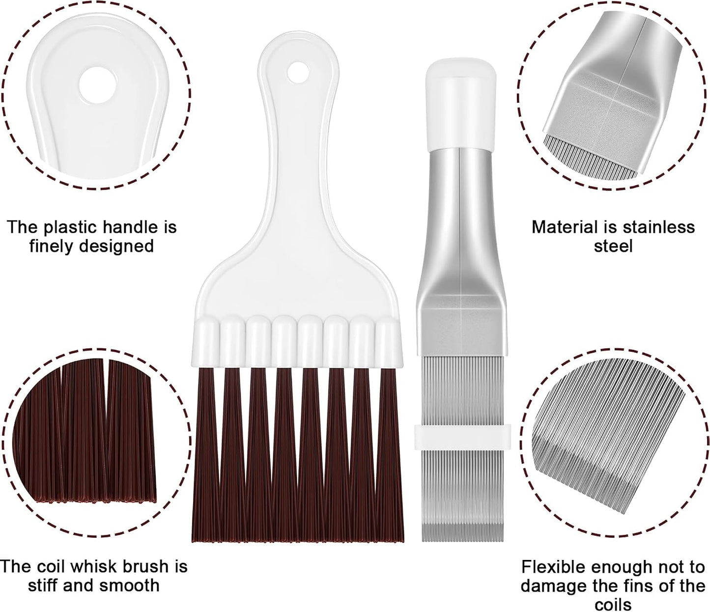 Boao 2 Pieces Air Conditioner Condenser Fin Comb and Fin Cleaning Brush | Air Conditioner Coil Cleaner, Refrigerator Coil Cleaning Whisk Brush, Evaporator Radiator Repair Tool