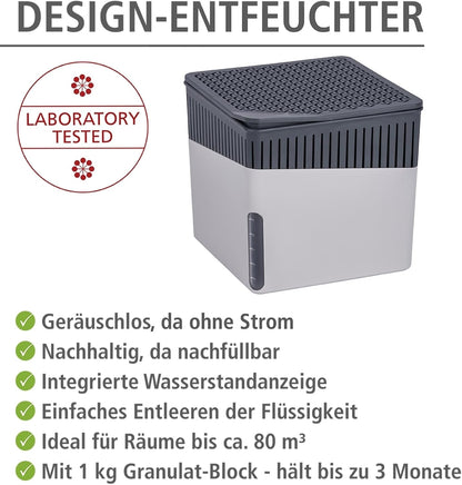 Portable Small Dehumidifier, Compact And Rechargeable, Moisture Absorber For Bathroom, Bedroom, Garage, Closet, 1400 Cubic Feet, 1.1lbs, Gray