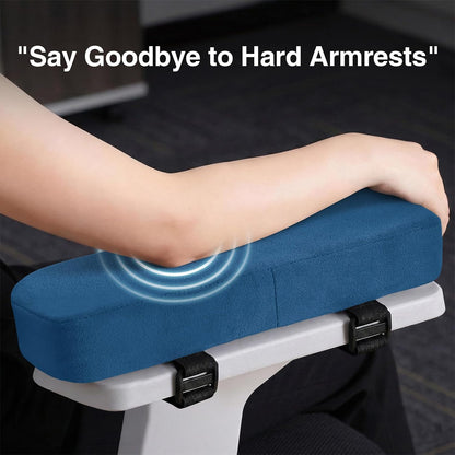 Smiry Memory Foam Office Chair Armrest Pads, Non-Slip Armrest Cushion | Ergonomic Arm Rest Pads with Adjustable Buckles and Straps, Elbow Relief for Desk, Gaming & Wheelchair, Black, Set of 2
