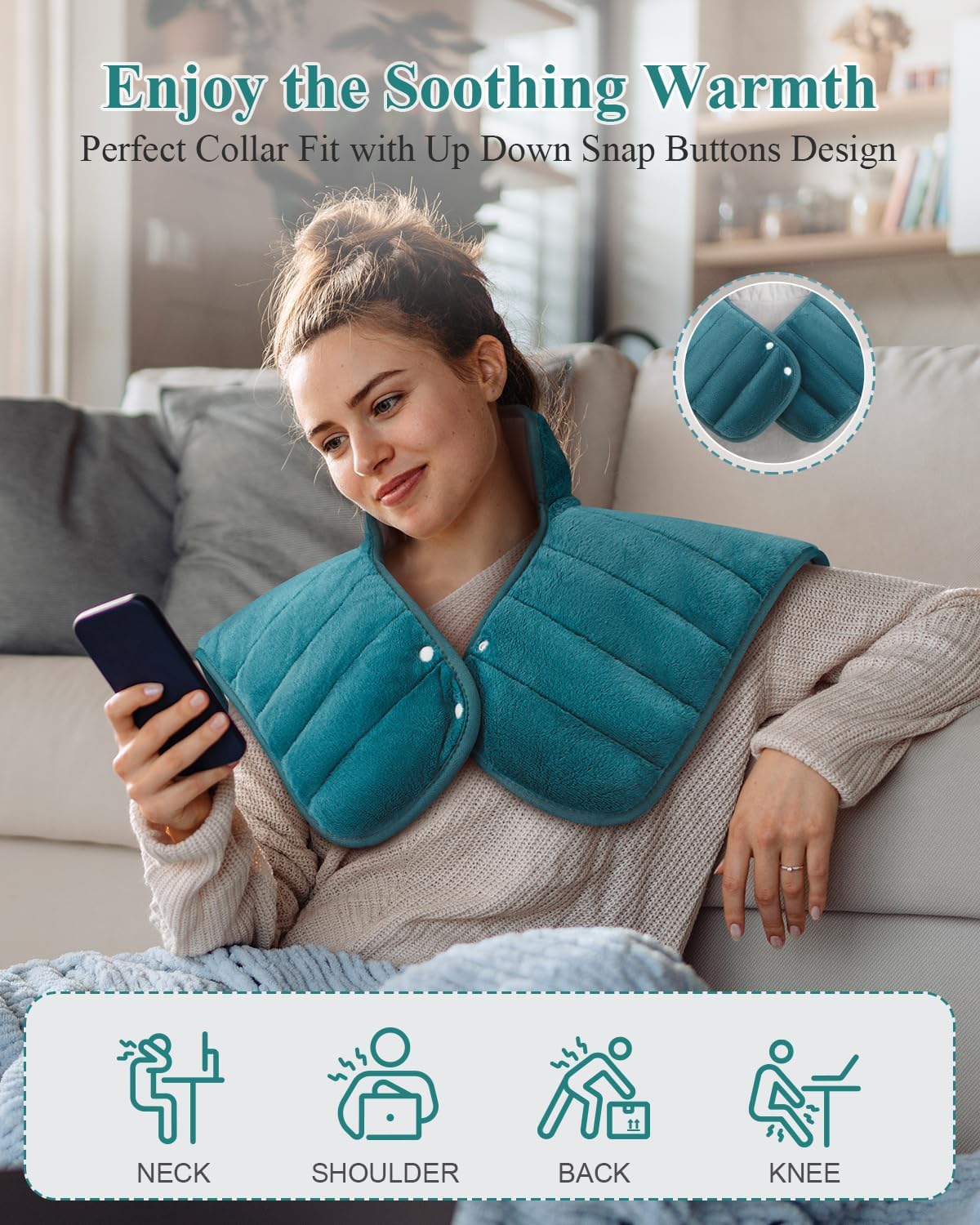Heating Pad for Neck and Shoulders and Back Weighted,24x23In,Silver Grey | Electric Heated Wrap for Daily Relaxation, 6 Heat Settings, 4 Auto-Off Timers, Large Heat Pad for Women Men,Birthday Gift