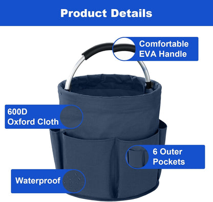 Cleaning Caddy with Handle, Cleaning Products Organiser, 17L Foldable Storage Basket, Cleaning Caddy Organiser, Portable Multi Cleaning Bucket Bag for Home, Garden (Black)