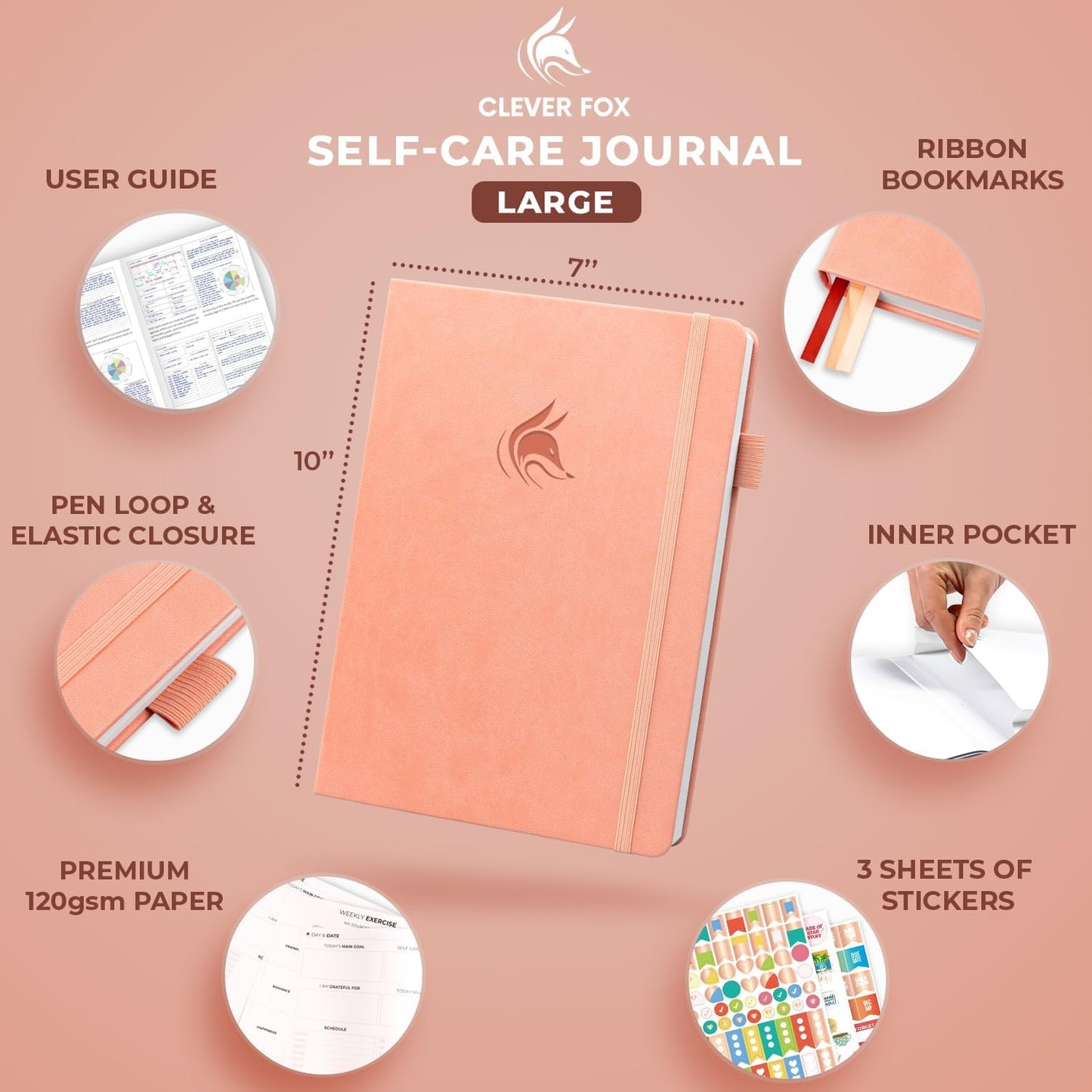 Clever Fox Self-Care Journal for Women, Daily Planner 5.8x8.3 Aquamarine | 3-month mental health journal, habit tracker, wellness journaling supplies for women & teen girls, gratitude & mood log