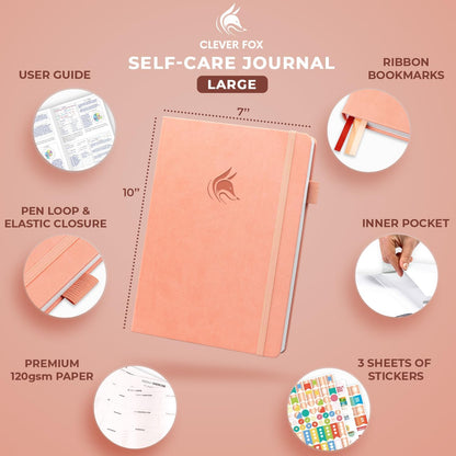 Clever Fox Self-Care Journal for Women, Daily Planner 5.8x8.3 Aquamarine | 3-month mental health journal, habit tracker, wellness journaling supplies for women & teen girls, gratitude & mood log