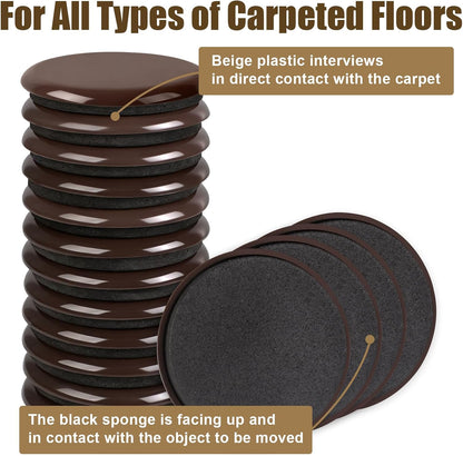 10PCS Furniture Sliders, 3 1/2" Furniture Sliders for Hardwood Floors, Reusable for Carpet, Heavy Duty Furniture Movers Sliders, Carpet, Floor Protectors (Beige)