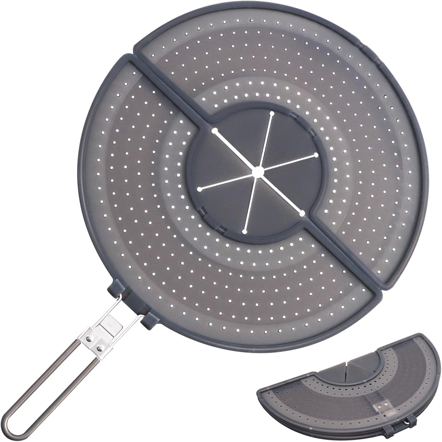 Foldable Splatter Screen with Handle for 10-13" Pans, Silicone, BPA-Free, | Heat-Resistant Grip,Space Saving Fry Pan Cover for Mess-Free Cooking,Dishwasher Safe