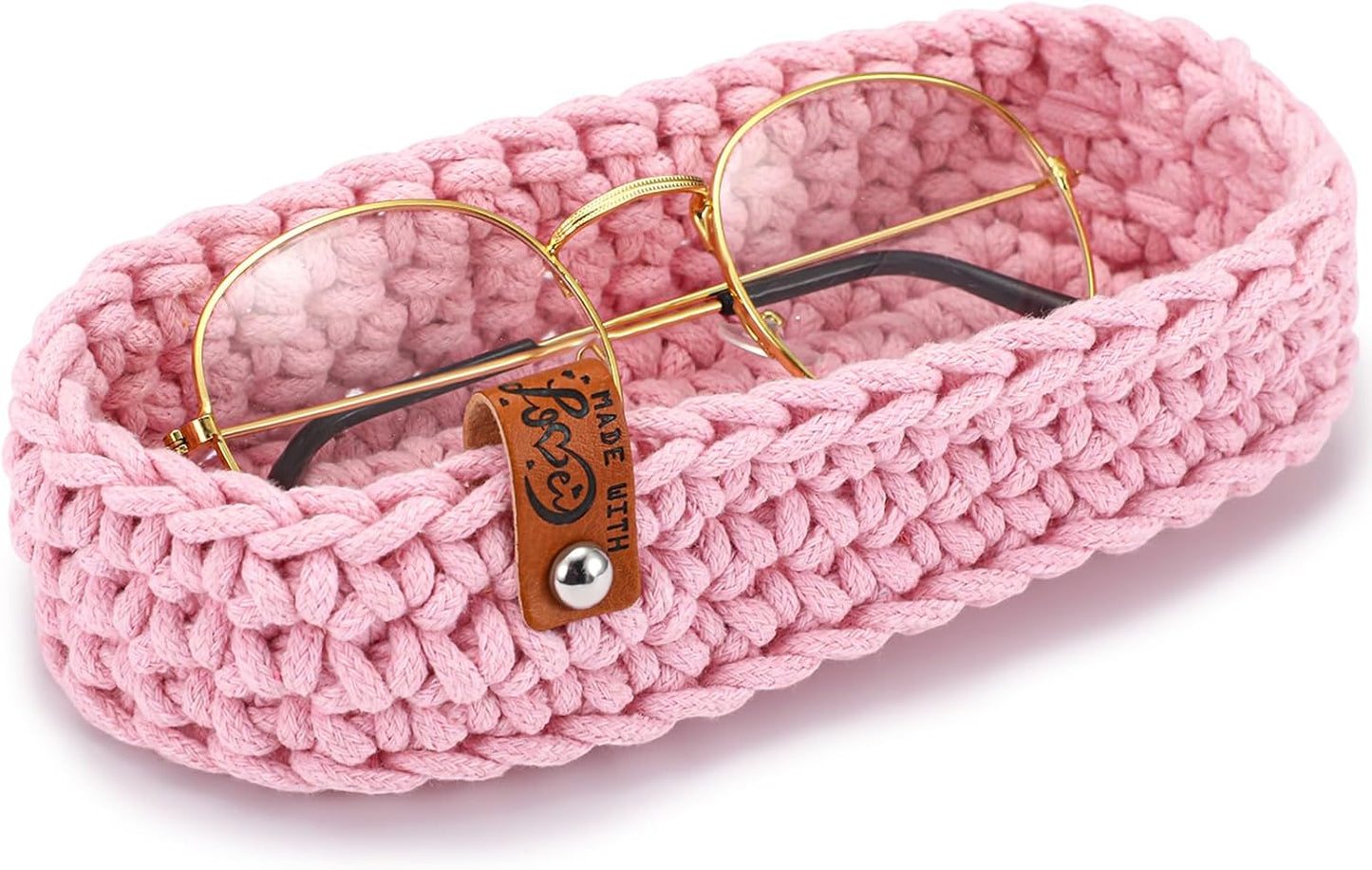 Tioncy Eyeglasses Holder for Nightstand Wool Anti Scratch Desk Bedside Knit Eyeglass Storage for Fathers Day Graduation Gifts
