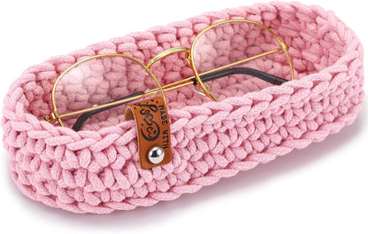 Tioncy Eyeglasses Holder for Nightstand Wool Anti Scratch Desk Bedside Knit Eyeglass Storage for Fathers Day Graduation Gifts