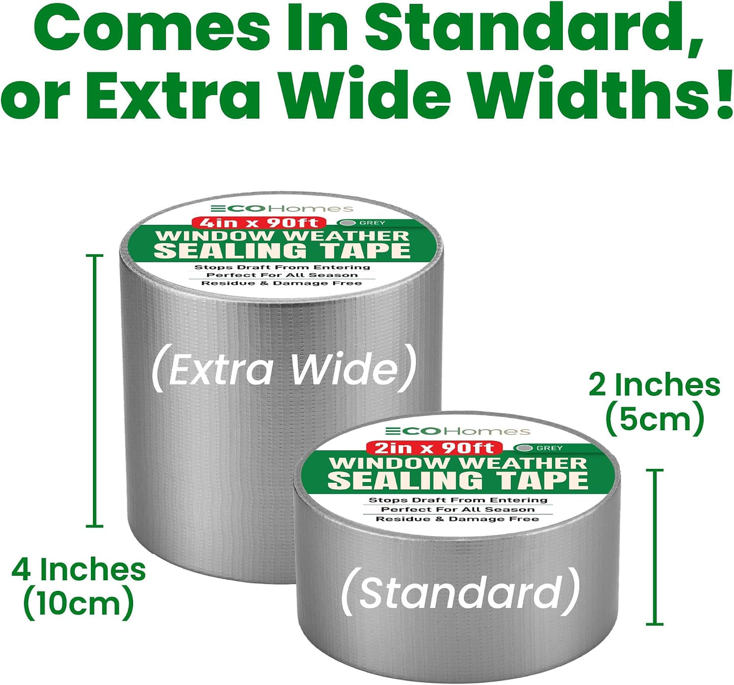 ECOHomes Window Weather Sealing Tape (2 Inch Wide x 90 Ft, Clear) | Weather Stripping Tape, To Stop Drafts Through Window Gaps and AC Units, Insulation Seal for Home and Air Conditioners