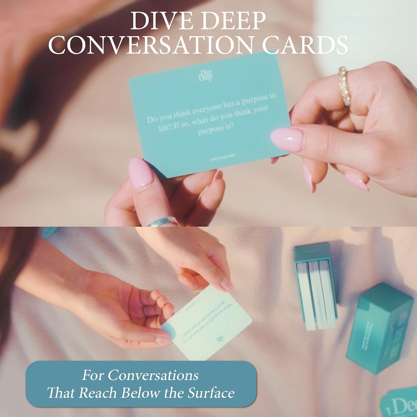 Daily Dopamine Dive Deep Conversation Cards: 105 Questions, 3 Levels for Self-Reflection, Connection & Visualization - Deep Conversations Card Game for Adults, Teens, Couples, Friends & Coworkers
