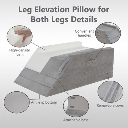 Wedge Pillow for Sleeping, Bed Wedge Pillow for After Surgery 3-Height Memory Foam Leg Elevation Pillow for Swelling Back Pain Relief Sciatica Knee Ankle Pain Bed Support Legs L 24"