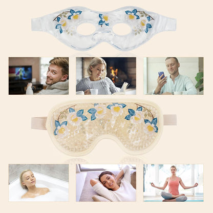 LEOSTEP 4 PCS Cooling Eye Mask Set - Ice Face Mask with Camellia Essential Oil, Cold Eye Compress and Reusable Gel Pads for Eyes Puffiness, Migraine Headache, Dark Circles, Dry Eyes