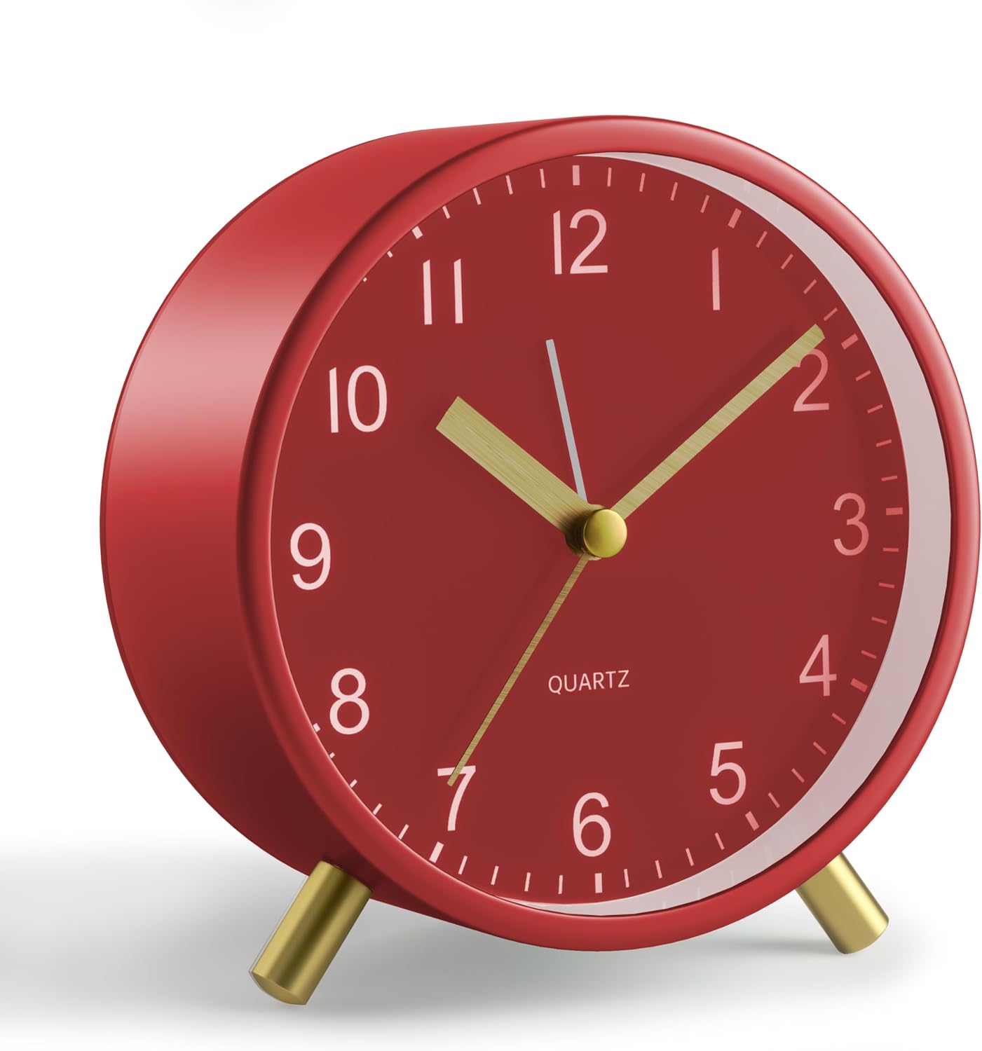 JALL Analog Alarm Clock, 4 inch Super Silent Non Ticking Small Clock with Night Light, Battery Operated, Simple Design, Old Fashioned Style Ideal Decor, for Bedroom, Bedside, Desk, Adult, Gift, Green