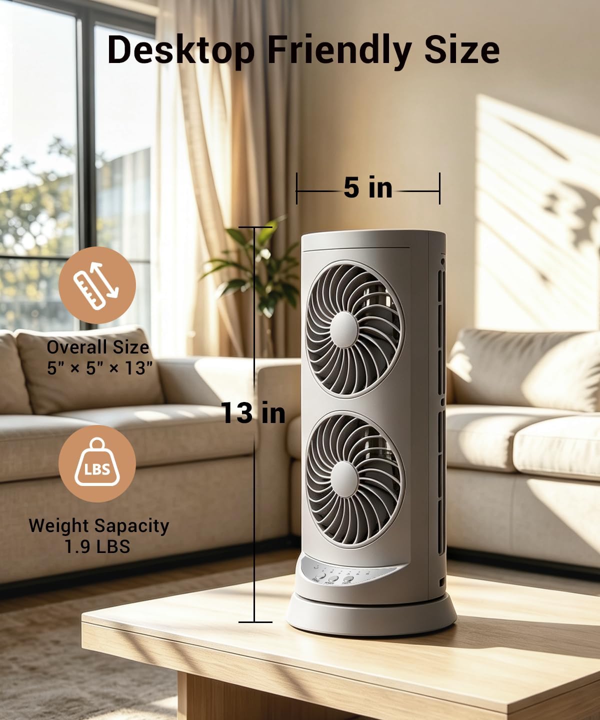 Tower Fan for Bedroom,24 ft/s Portable Desk Table Fan with Remote