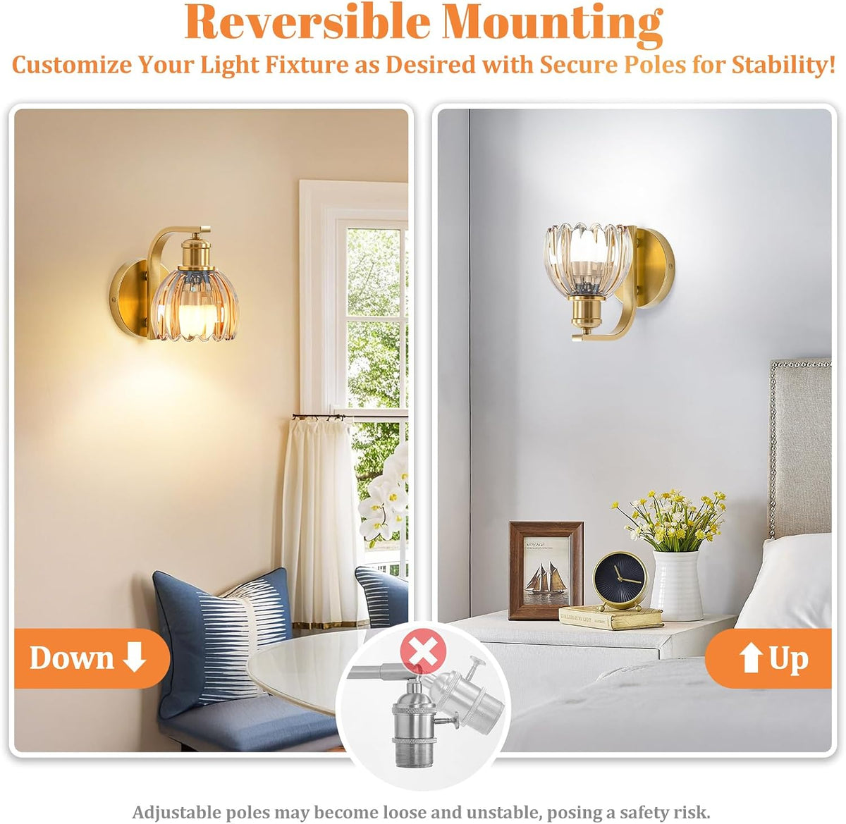 Vintage Battery Operated Wall Sconce, Wireless Wall Lights with Bulbs