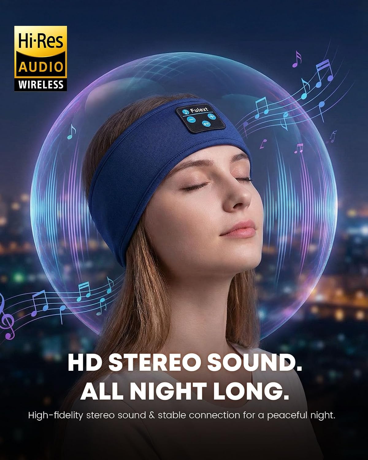 Sleep Headphones Bluetooth 5.4 Headband, Wireless Sleep Headphones with Ultra-Thin HD Stereo Speakers for Side Sleepers, Sweatproof Sports Headband for Workout Yoga Running Cool Gadget Unique Gifts