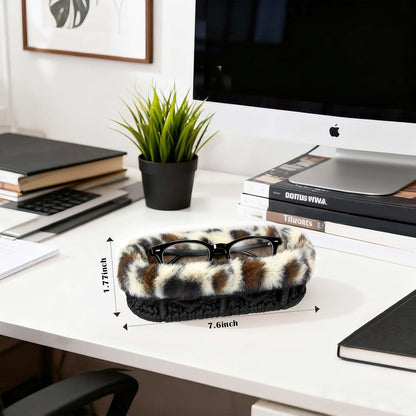 Plush Lined Eyeglass Holder Case for Nightstand | Anti-scratch Glasses Holder,Cotton Rope Eyeglass Stand Storage Organizer Tray for Office Desk