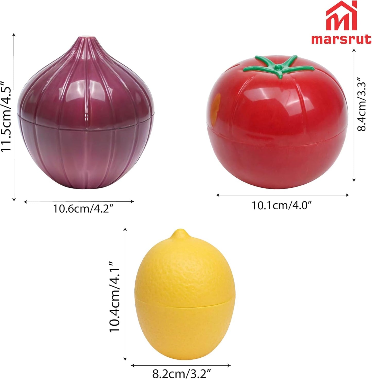 Marsrut 3pcs Vegetable Saver Storage, Onion Keeper for Refrigerator, Creative Container for Kitchen Garlic Onion Tomato Lemon Crisper Green Fruit Food Containers Holder with Lids