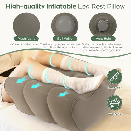 Inflatable Leg Elevation Pillow After Surgery, Wedge Leg Knee Elevating Pillows for Blood Circulation for Traveling, Injury Recovery, Swelling, Leg Support Cushion Knee Hip Ankles Pain