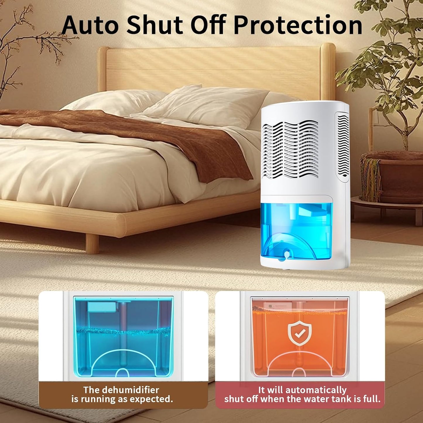 Small Dehumidifier for Bedroom up to 1000 Sq.Ft with Drain Hose, 68 OZ, Auto Shut-Off, Mini Dehumidifier with 7 Color ambient Lights for Bathroom, Basement, Closet, Garage, RV