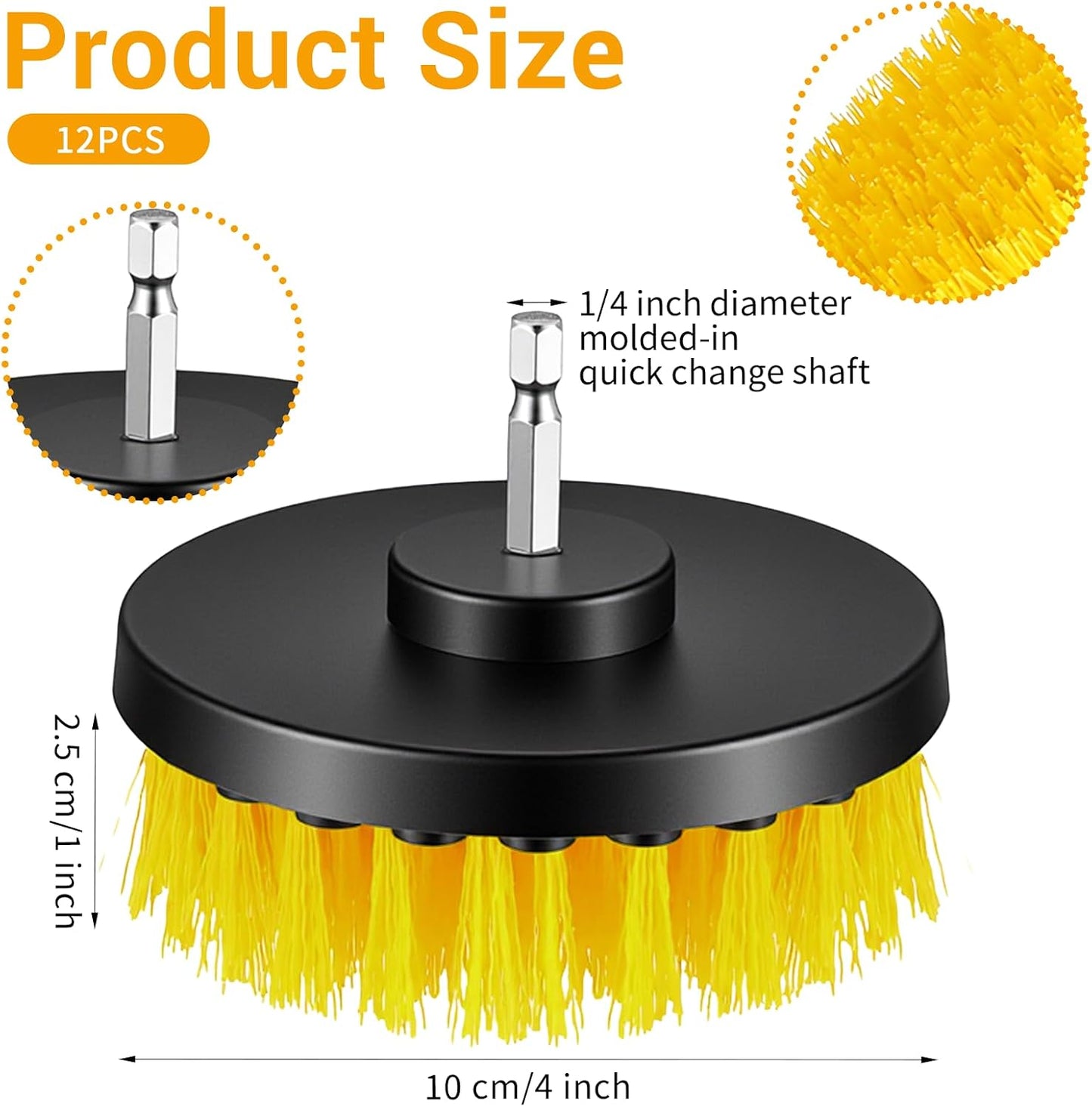 12 Pcs Drill Brush Attachment, 4 Inch Power Scrubber Cleaning Kit Multi Purpose Set Brushes for Kitchen Tile Bathroom Surfaces Tub Grout Shower Auto Car Boat