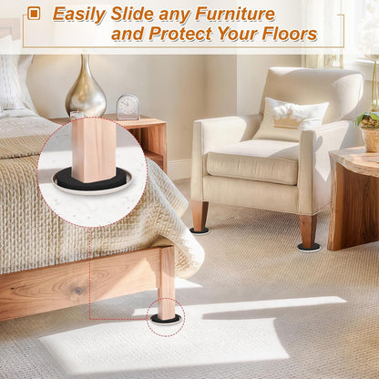 Furniture Sliders for Carpet 16 PCS - 3 1/2" | Heavy Duty Furniture Movers Sliders, Reusable Moving Pads, Easily and Safely Move Any Item, Floor Protection