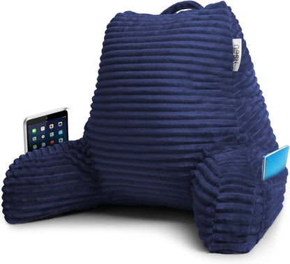 Nestl Reading Pillow with Shredded Memory Foam, Luxe Cut Plush Back Pillow for Sitting Up in Bed, Back and Arms Adjustable Support for Adult & Teens, Backrest Pillows with Washable Cover Dark Grey