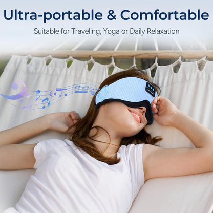 Sleep Eye Mask Bluetooth Headphones - 3D Contoured Zero Pressure Sleeping Masks 100% Blackout Eye Cover Breathable Sleeping Mask for Side Sleepers Wireless Earphone Ear Muff Headband Women Men Gift
