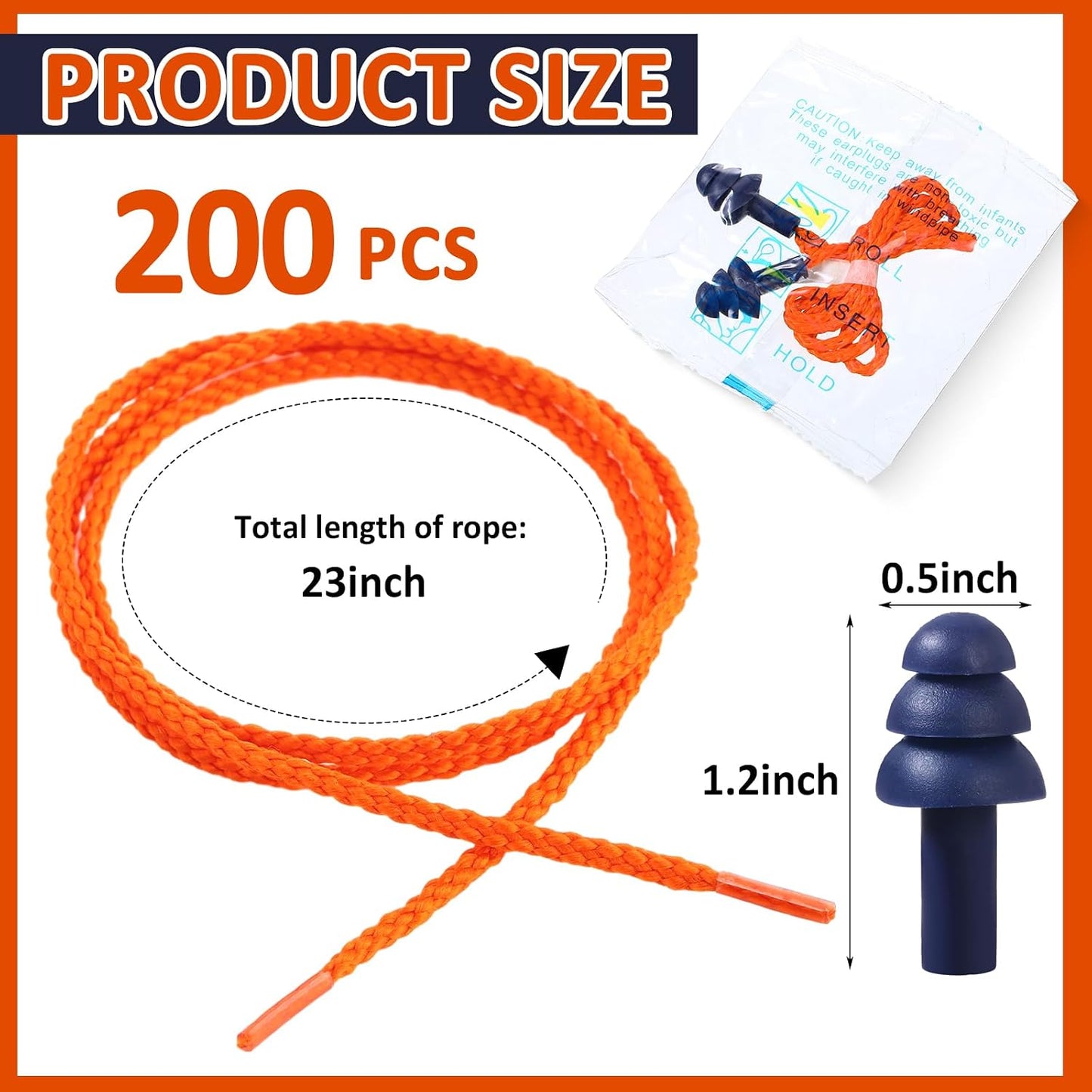 Xuhal 200 Pairs Corded Ear Plugs Silicone Earplugs with Cord Individually Wrapped Reusable Earplugs Sleep Noise Cancelling Hearing Protection for Snoring Shooting Studying Construction (Black)