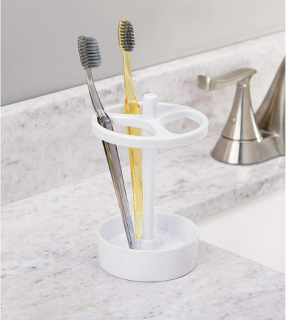 iDesign Toothbrush Holder, Clear | For Normal to Large Toothbrushes, Fits Spin Brushes, Holds Toothpaste