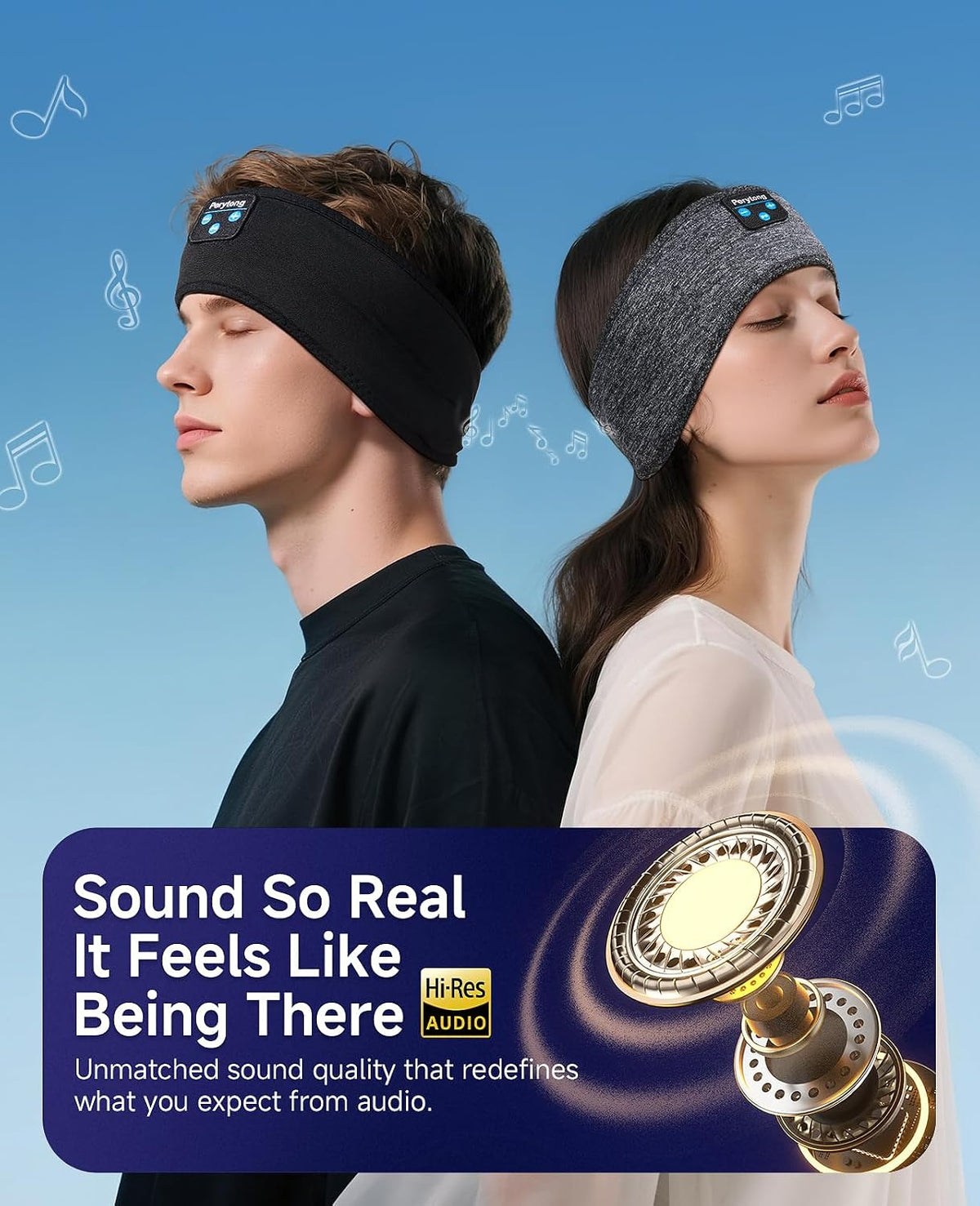 Perytong 2 Pack Sleep Headphones, Sleeping Headphones | Bluetooth Headband with Ultra-Thin HD Stereo Speaker, Wireless Headphone for Sports, Insomnia, Yoga, Air Travel, Meditation