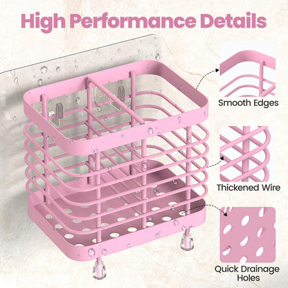 Luxspire Toothbrush Holders for Bathroom, Stainless Steel, 6 Slots, Black | Toothbrush Holders With Drainage, For Bathroom Countertop & Kitchen Sink, Bathroom Accessories