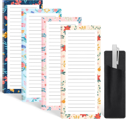 Thboxes 4 Pack Magnetic Note Pad for Fridge with Pen Holder, Totally 200 Sheets Grocery List Magnet Pad for Refrigerator Magnetic Shopping List Pad（Fruit Design） | Full-Back Magnet, 80Gsm FSC-certified Paper, School Office Home Supplies Grocery List